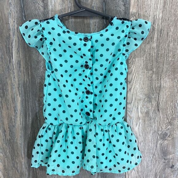 healthtex Baby Infant Girl Teal Polka Dot Dress - Picture 2 of 7